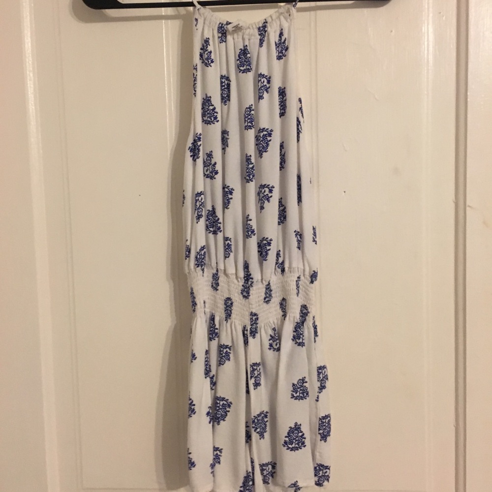 BLUE AND WHITE FOREVER 21 PAISLEY PRINT ROMPER